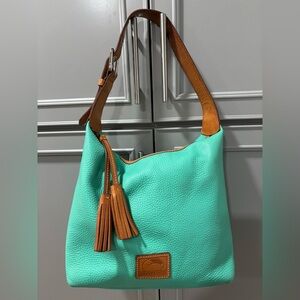 Dooney & Bourke Pebble Grain PAIGE Sac Hobo Bag with Leather Tassels - Calypso